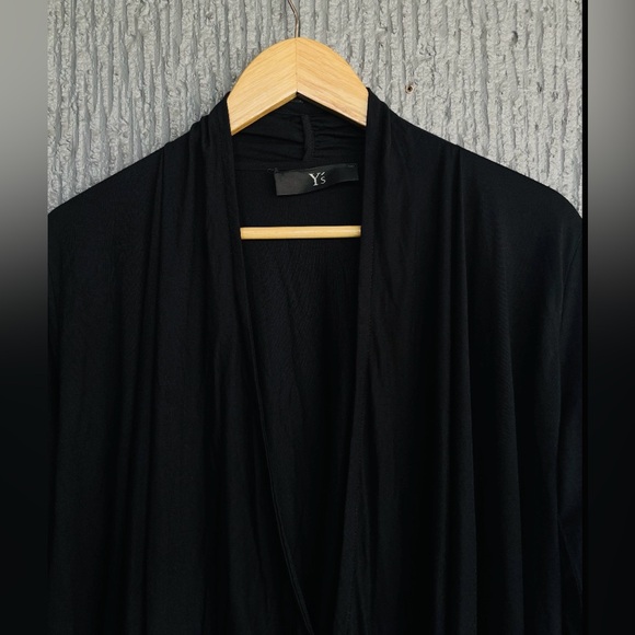 Y’s black open drapey cardigan. By Yohji Yamamoto. Silk/rayon. Size small. - Picture 2 of 10